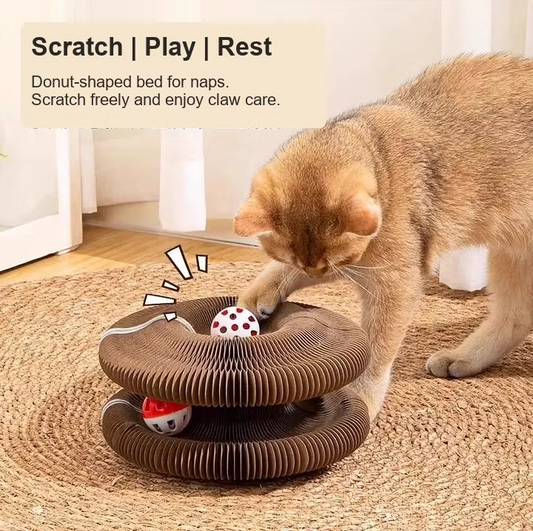 ✨Accordion-style Cat Scratching Board with Bell – Durable Corrugated Cardboard Cat Toy