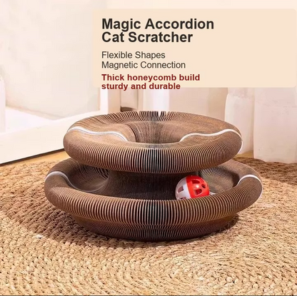 ✨Accordion-style Cat Scratching Board with Bell – Durable Corrugated Cardboard Cat Toy