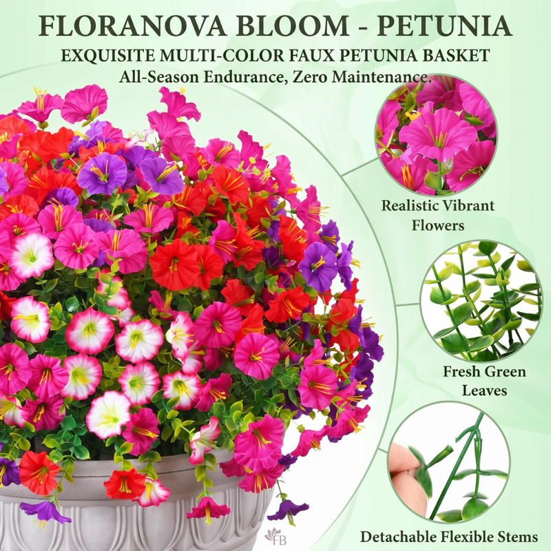 UV-Resistant Artificial Petunia Flowers – Outdoor Garden Hanging Decor
