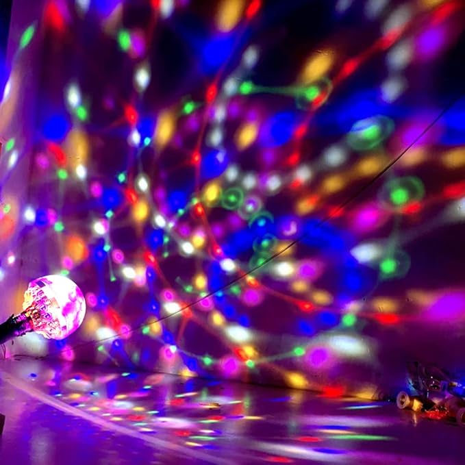 RGB Rotating Disco Ball Light Bulbs – Colorful Party Lights for Home & Events