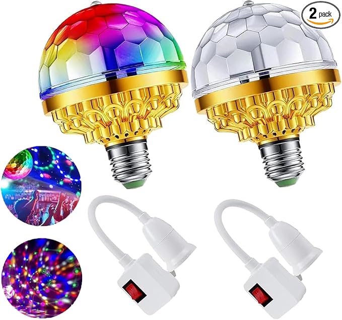 RGB Rotating Disco Ball Light Bulbs – Colorful Party Lights for Home & Events