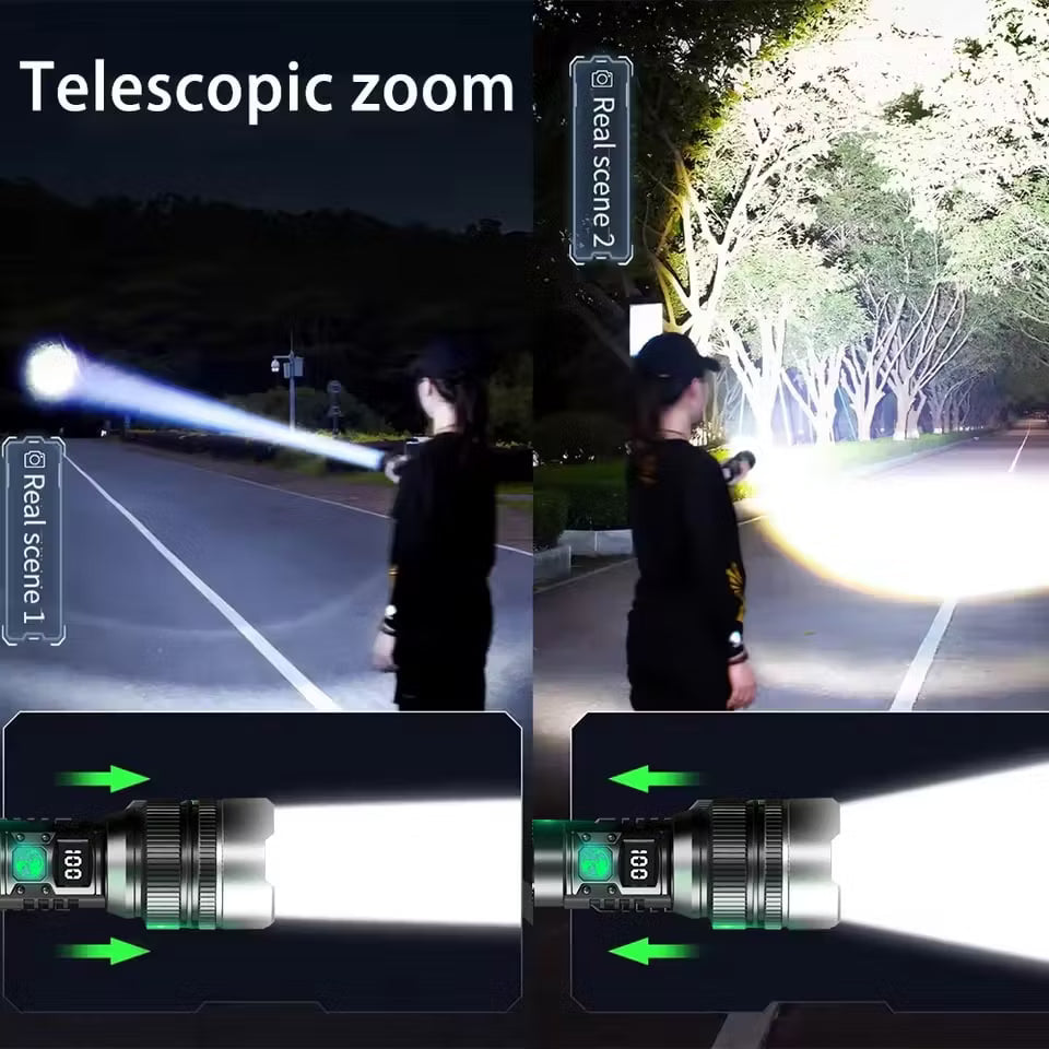 ✨high-power flashlight with bright telescopic zoom light